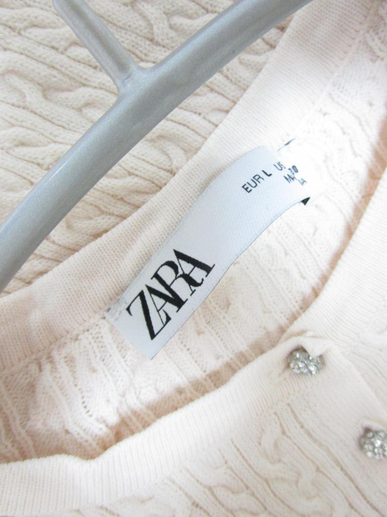 【送料込】ZARA　ザラ　ケーブルニットカーディガン　ペールピンク　L/n956491_画像7