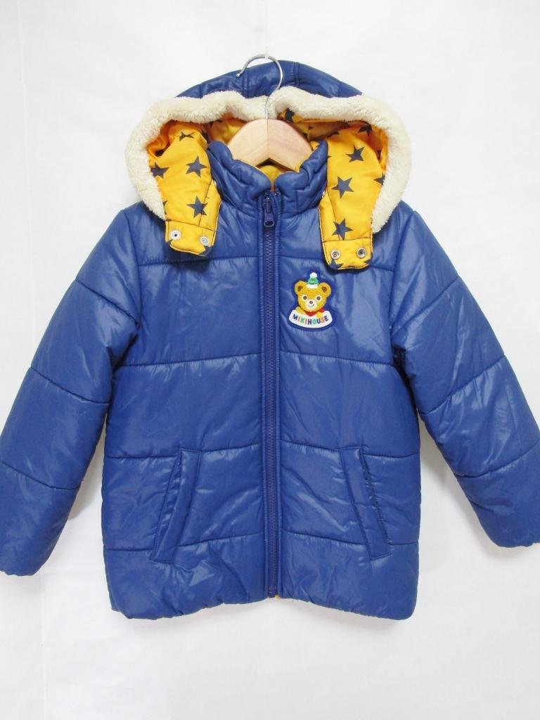 [ including carriage ][ Kids / child ] MIKI HOUSE Miki House cotton inside coat ( reversible ) 110cm blue blue / yellow yellow hood removal possible for boy /n471554