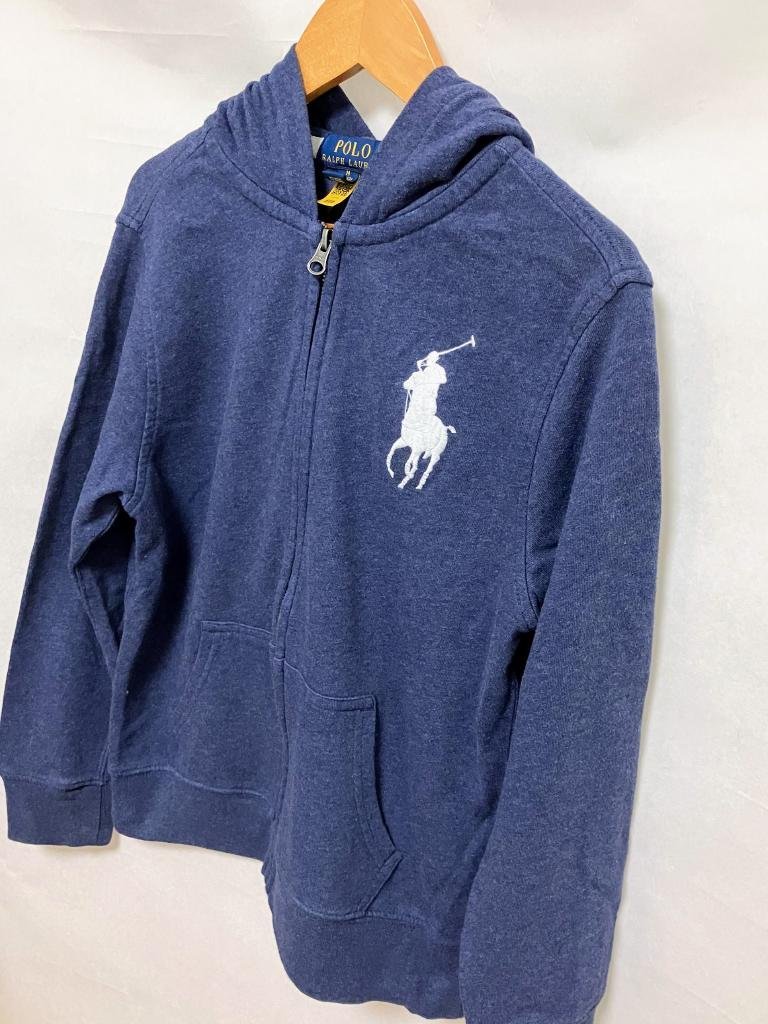 【送料込】【男の子用】POLO RALPH LAUREN ポロラルフローレン パーカー 150cm M(10-12) ネイビー×オフホワイト 綿100% 長袖 s3406336_画像2