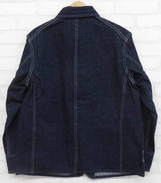 7T8835/未使用品 WAREHOUSE 2165 INDIGO HERRINGBONE COVERALL with CHINSTRAP ウエアハウス デニムカバーオール ジャケット_画像3