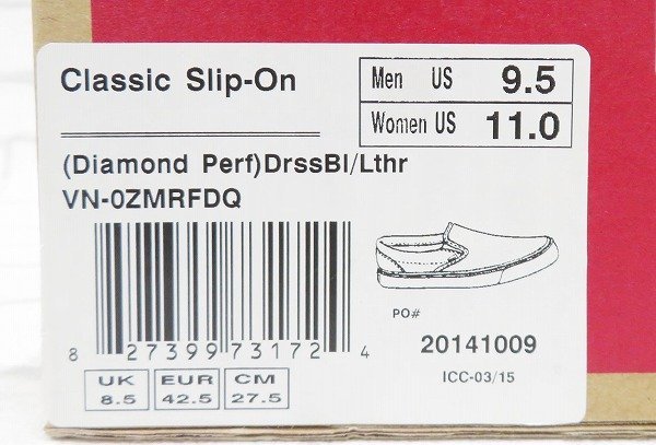 2S8573/未使用品 VANS Classic Slip-On DIAMOND PERF VN-0ZMRFDQ バンズ クラシックスリッポン_画像8