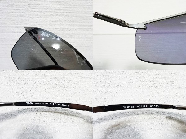 廃盤 偏光 RayBan レイバン RB3183 004/82 シルバーミラー POLARIZED ポラライズド ガンメタル 釣り フィッシング バイク サングラス_画像9