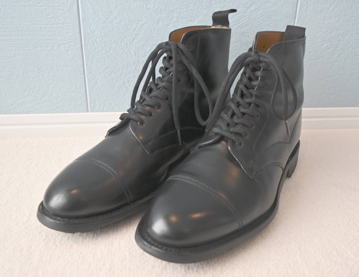 英国靴 チーニー Cheaney / レザーブーツ / ストレートチップ / コマンドソール / Size 9 / 黒_画像1