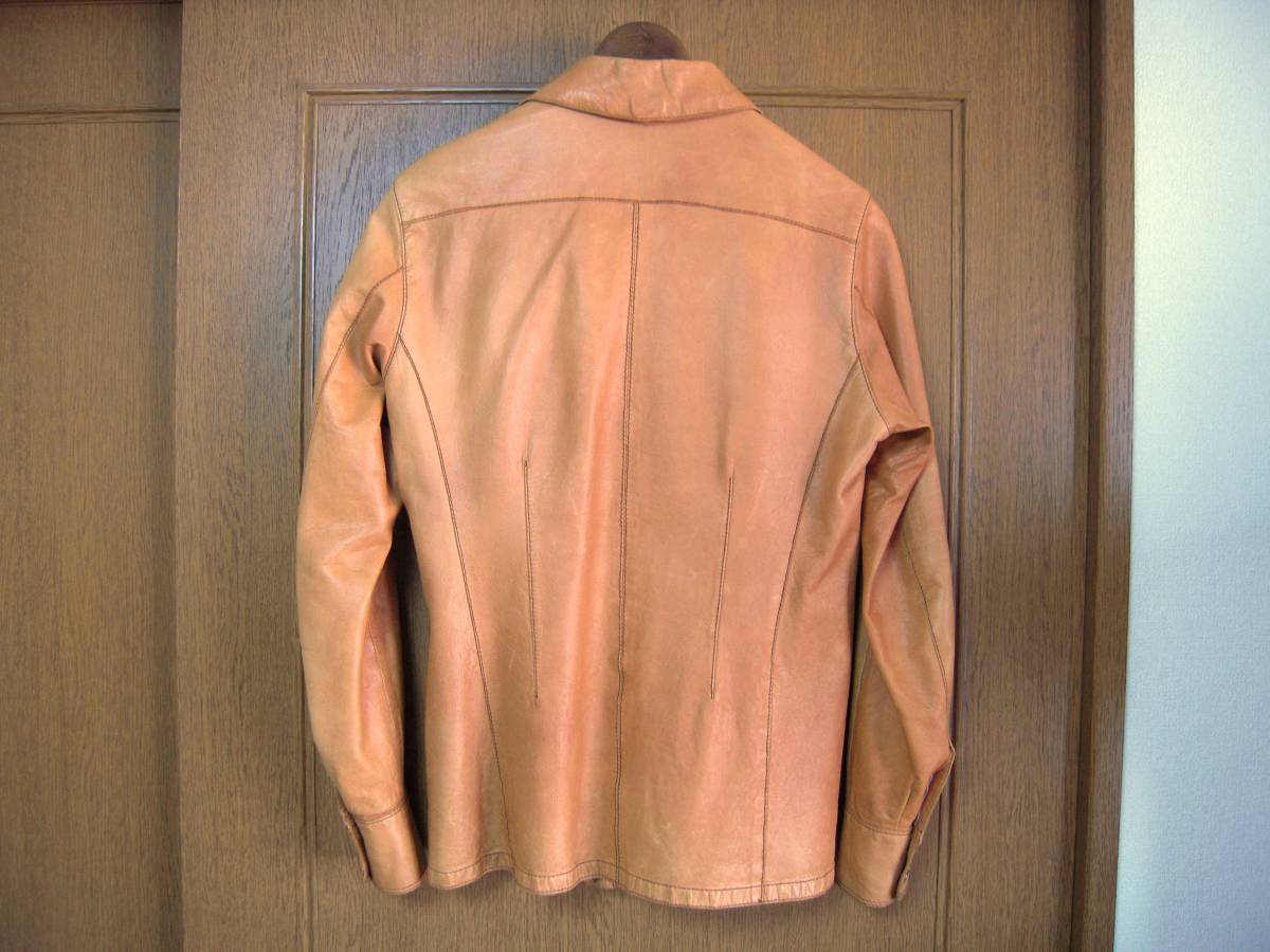 Garrett　ギャレット　レザーシャツ　ジャケット　キャメルブラウン　本革　古着　44（スリムM程度）　イタリア製_とても綺麗なシルエットです。