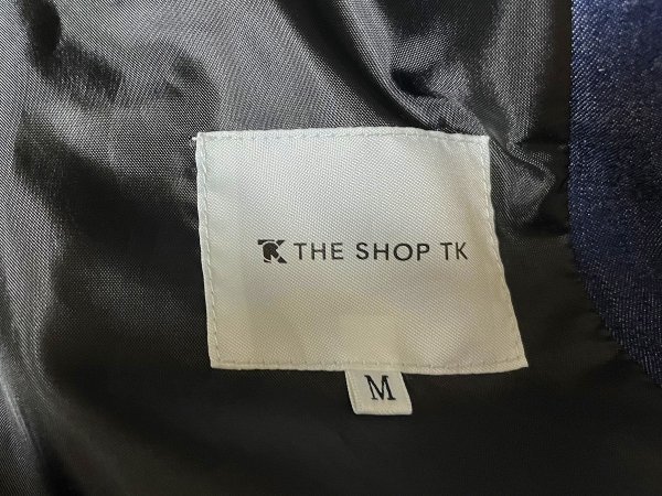 ★【美品 国内正規品】 THE SHOP TK ザ ショップ ティーケー 薄手のデニムコットン 裏地付き インディゴ ステンカラー ロング コート M_画像6