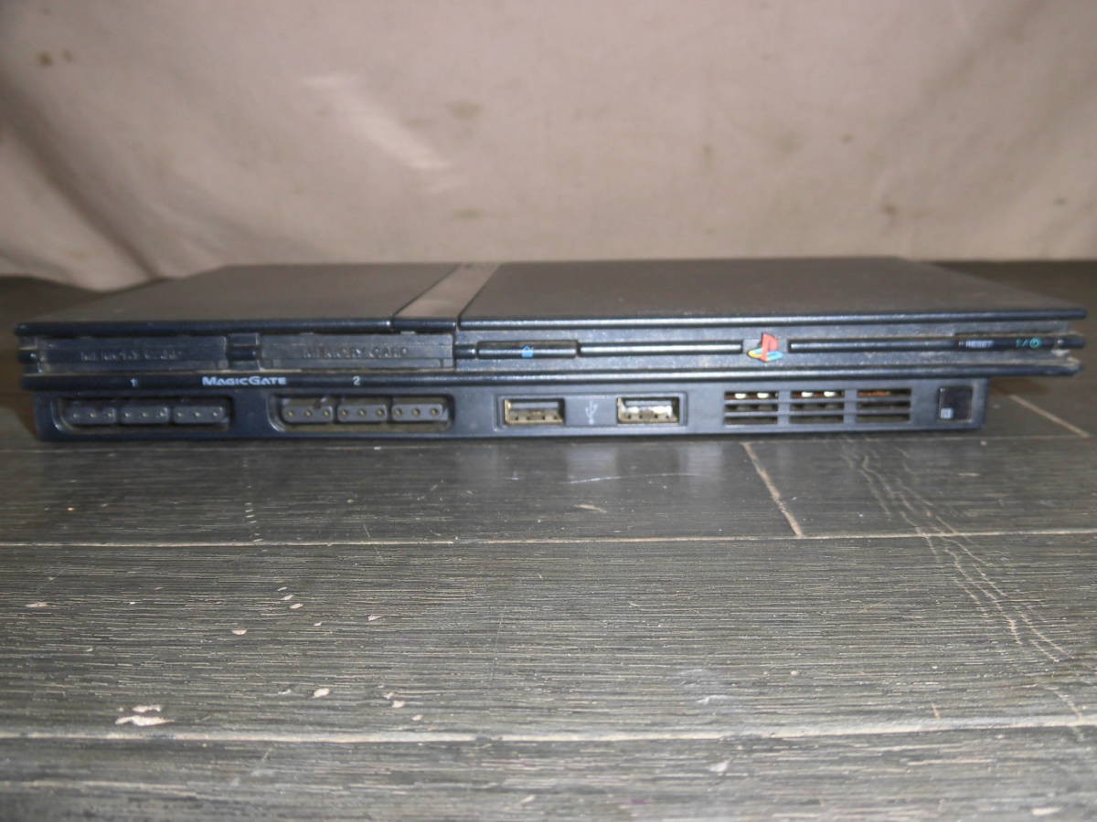 LL544 SONY PlayStation2 SCPH-70000(CB) チャコールブラック 薄型 2004年 PS2 家庭用ゲーム機 本体のみ 動作確認済/60_画像5