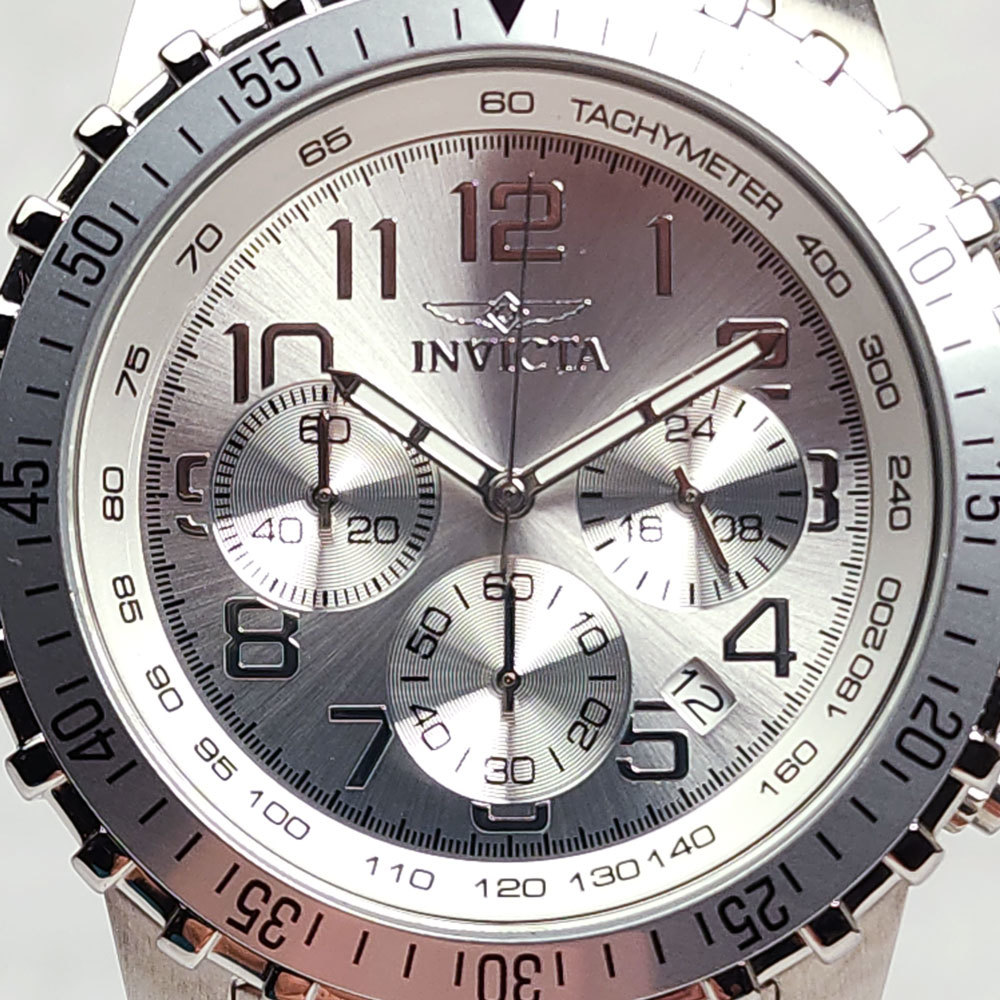 【極美品】INVICTA インビクタ Specialty クロノグラフ 腕時計 6620 電池交換済み クォーツ シルバー ステンレス 100m防水 動作○ 正規品 _画像2