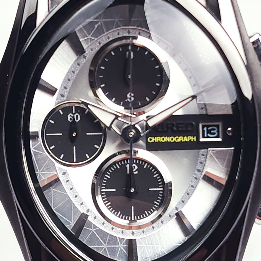 【激レア】SEIKO セイコー WIRED ワイアード DELTA デルタ クロノグラフ 腕時計 AGAV008 電池交換済み シルバーブラック オーバル 動作品_画像2