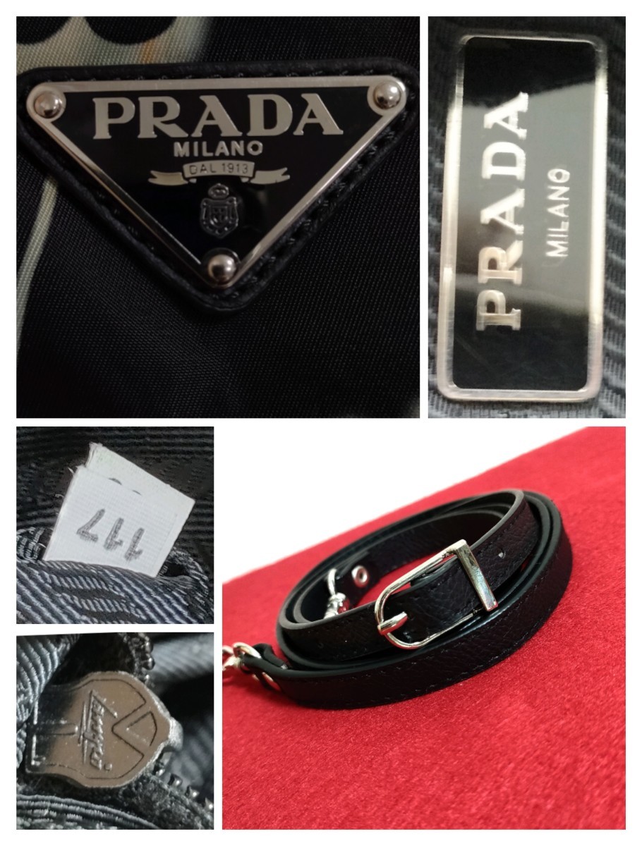 極美品 PRADA 2way フラワー 花柄 トートバッグ ショルダーバッグ プラダ ハンドバッグ ブラック 斜め掛け_画像10