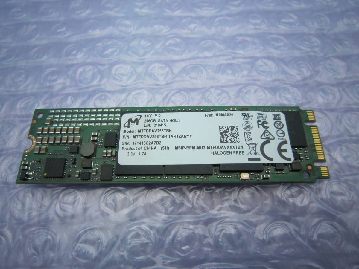 Micron　SSD　256GB　MTFDDAV256TBN　総書込量(ホスト)：15022GB　A7B2　M.2 2280　SATA_画像1