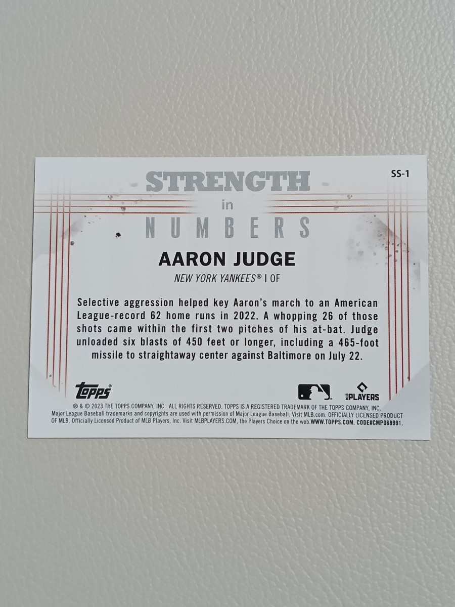 MLB 2023 TOPPS JAPAN EDITION ジャッジ JUDGE STATISTICAL STANDOUTS インサート STRENGTH IN NUMBERS_画像2