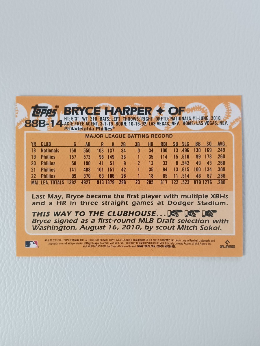 MLB 2023 TOPPS JAPAN EDITION ハーパー HARPER 1988 TOPPS BASEBALL JAPAN インサート_画像2