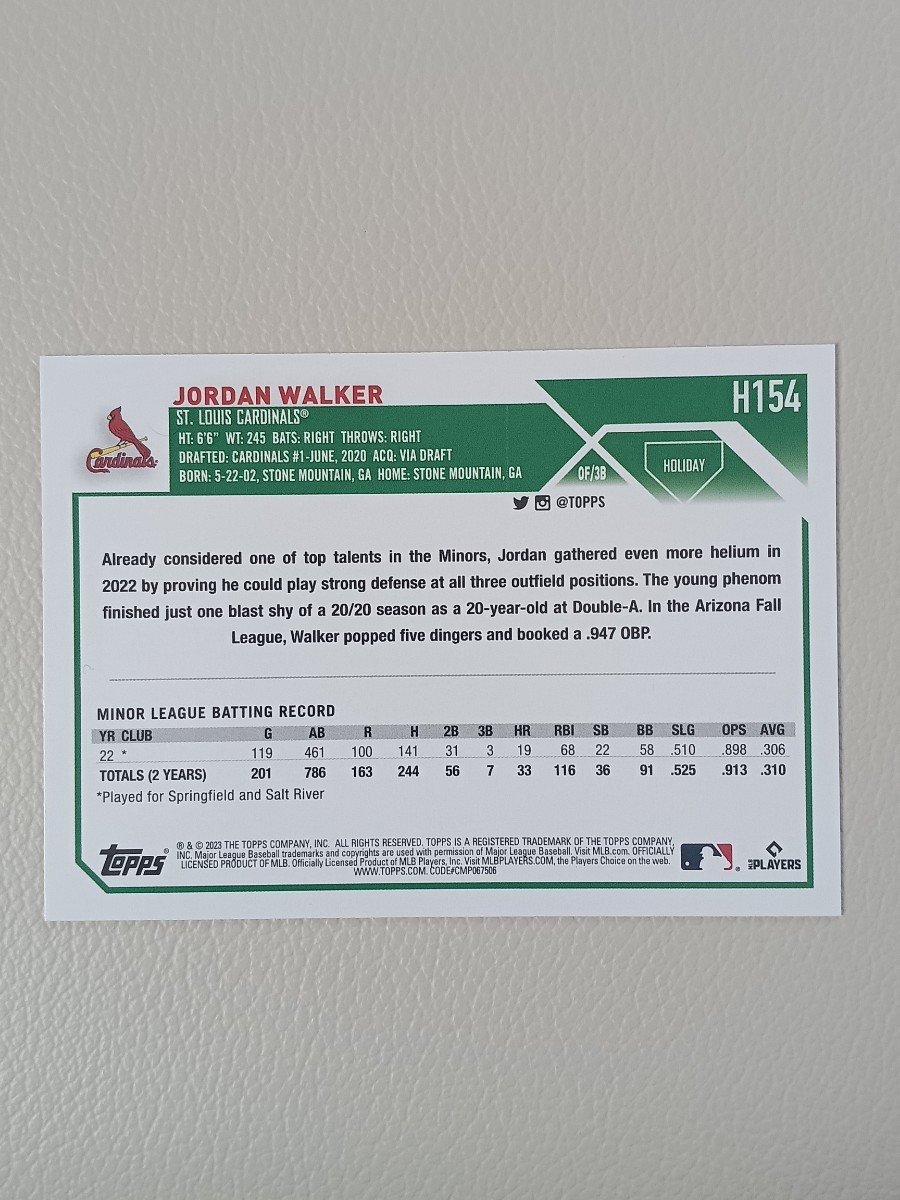 MLB 2023 TOPPS HOLIDAY MEGA BOX ジョーダン ウォーカー WALKER ベース ルーキー_画像2