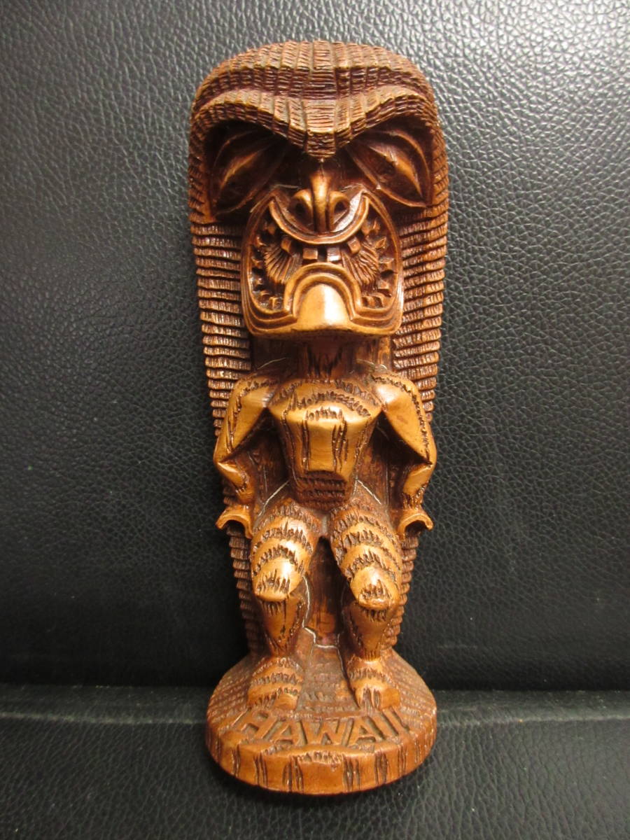 《民芸品》置物 「ハワイ神話：クー (男性神・力・戦いの神)」 高さ：約14cm cocojoe's KU ハワイのお土産 木製 インテリア・小物_画像1