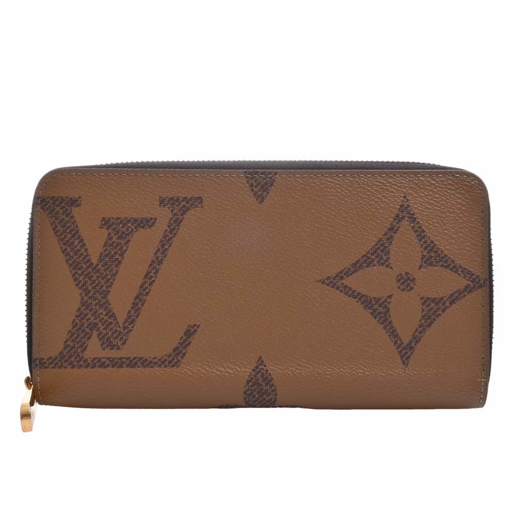 【中古】LOUIS VUITTON ルイヴィトン モノグラム ジャイアント リバース ジッピーウォレット 長財布 M69353 ブラウン レディース by