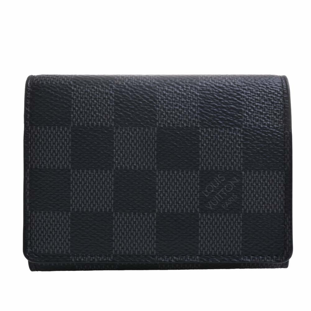 【中古】LOUIS VUITTON ルイヴィトン グラフィット アンヴェロップ カルト ドゥ ヴィジット 名刺入れ N63338 ブラック メンズ by