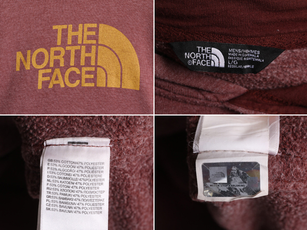 ノースフェイス プリント スウェット フード パーカー メンズ L / 古着 The North Face トレーナー プルオーバー 裏起毛 アウトドア エンジ_画像3