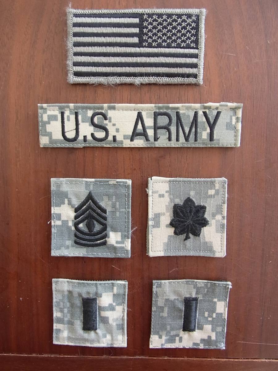 r米陸軍ACU戦闘服の国旗・Army/階級章パッチ6枚_画像1