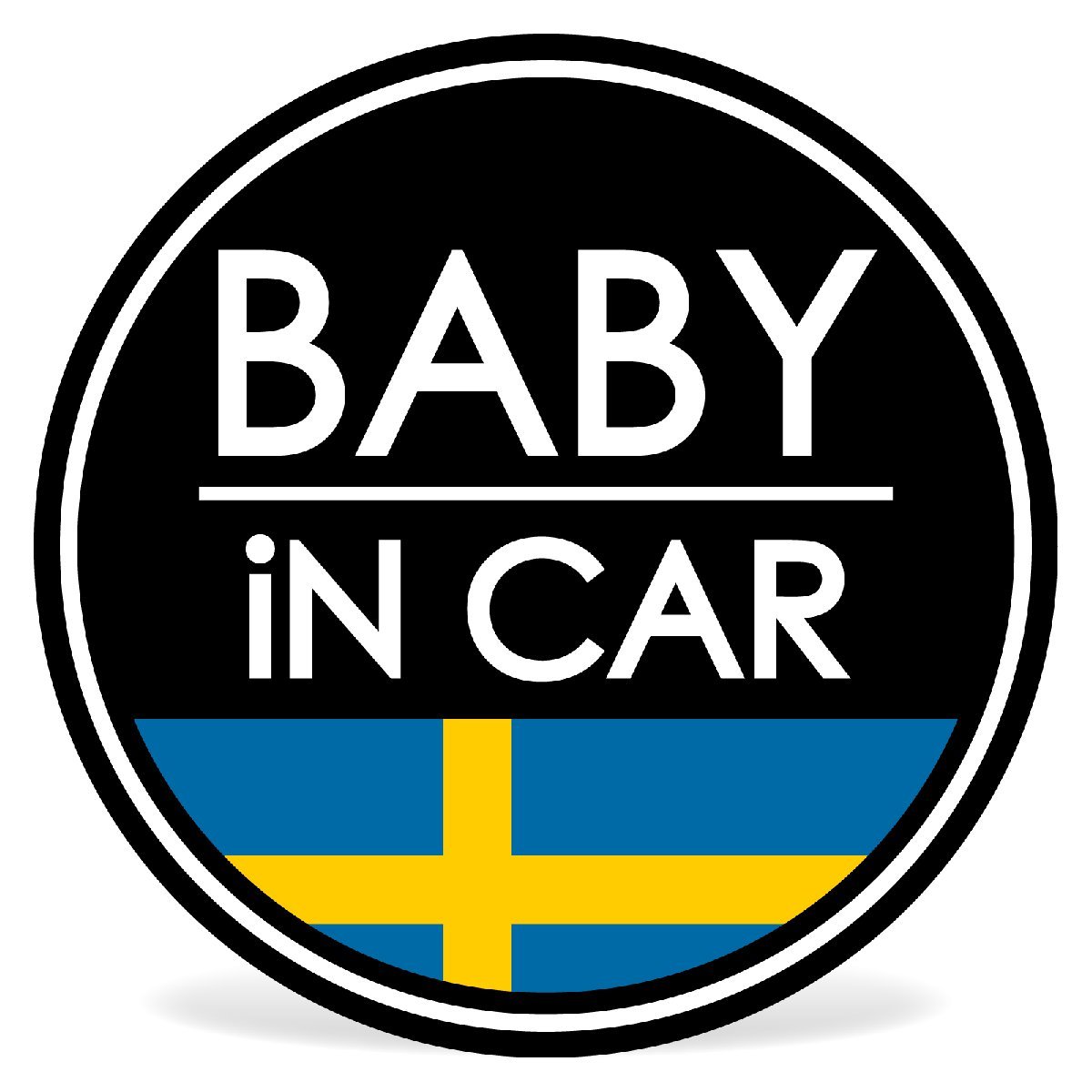 BABY IN CAR ステッカー / フラッグシリーズ / 耐水・耐候・日本製 〈スウェーデン国旗〉_画像1