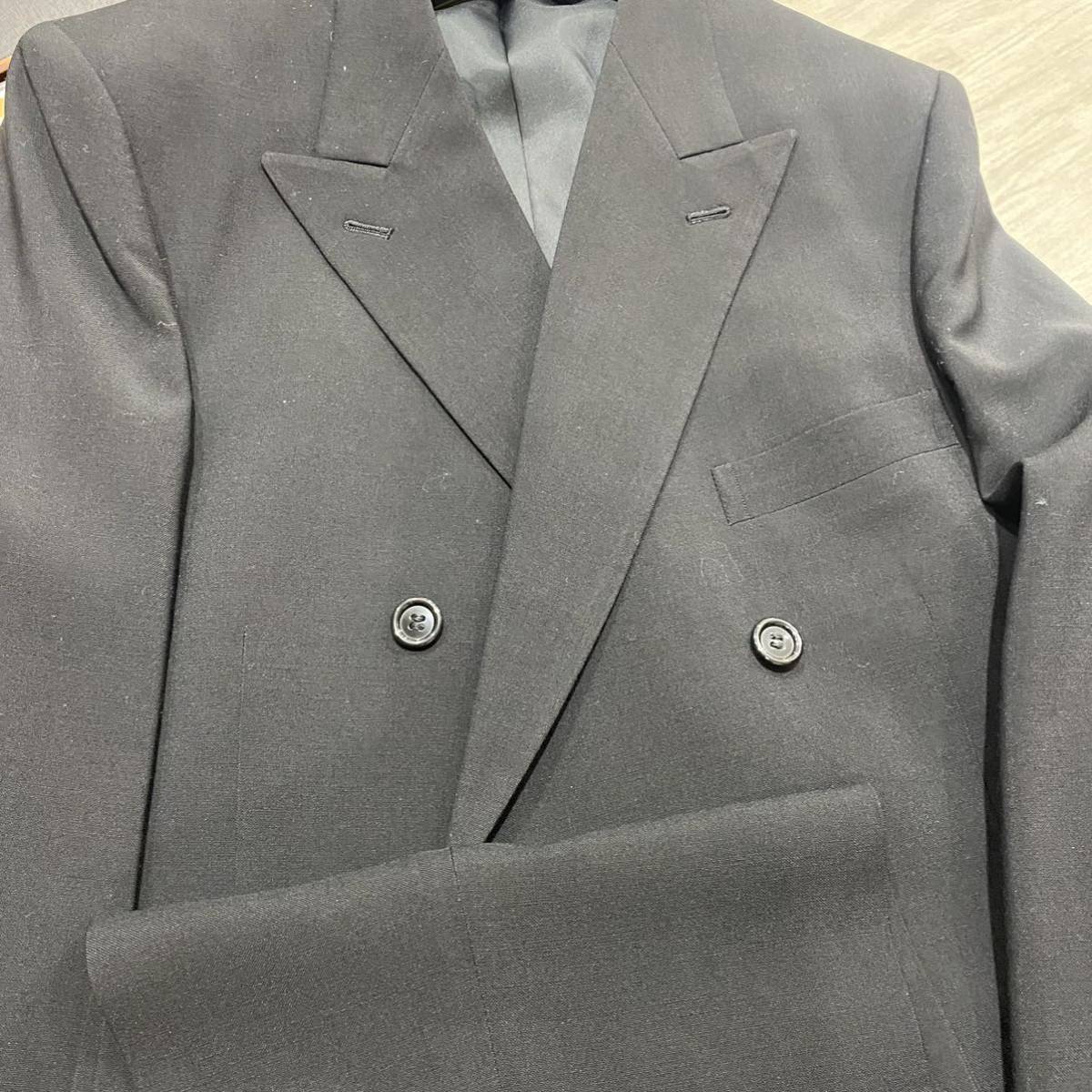 1 times regular price 40 ten thousand fine quality bi spoke black full tailored suit high class cloth wool double men's 