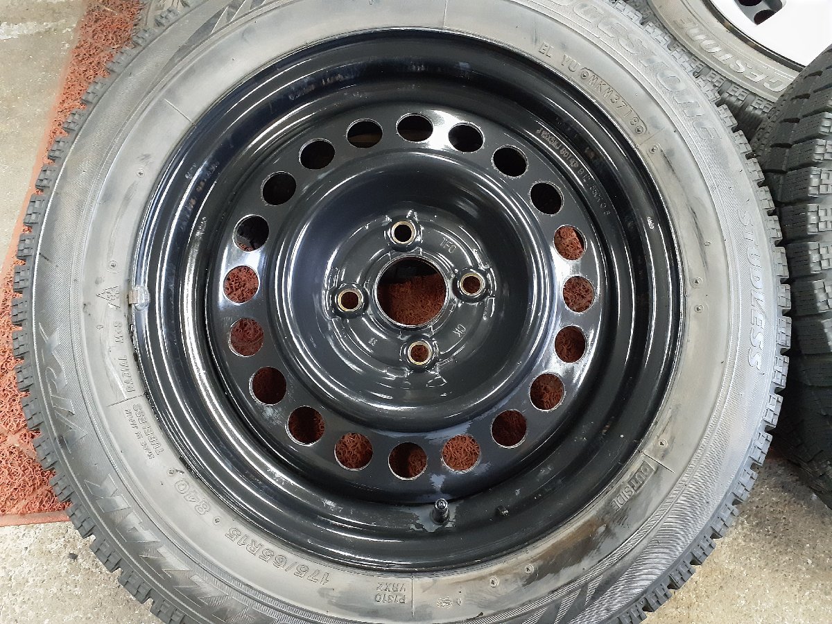 パF4770■175/65R15 84Q 4本価格 BRIDGESTONE BLIZZAK VRX フィット 純正 ホイール 送料無料 冬 15×5.5J +48 PCD100 ハブ径56㎜の画像3