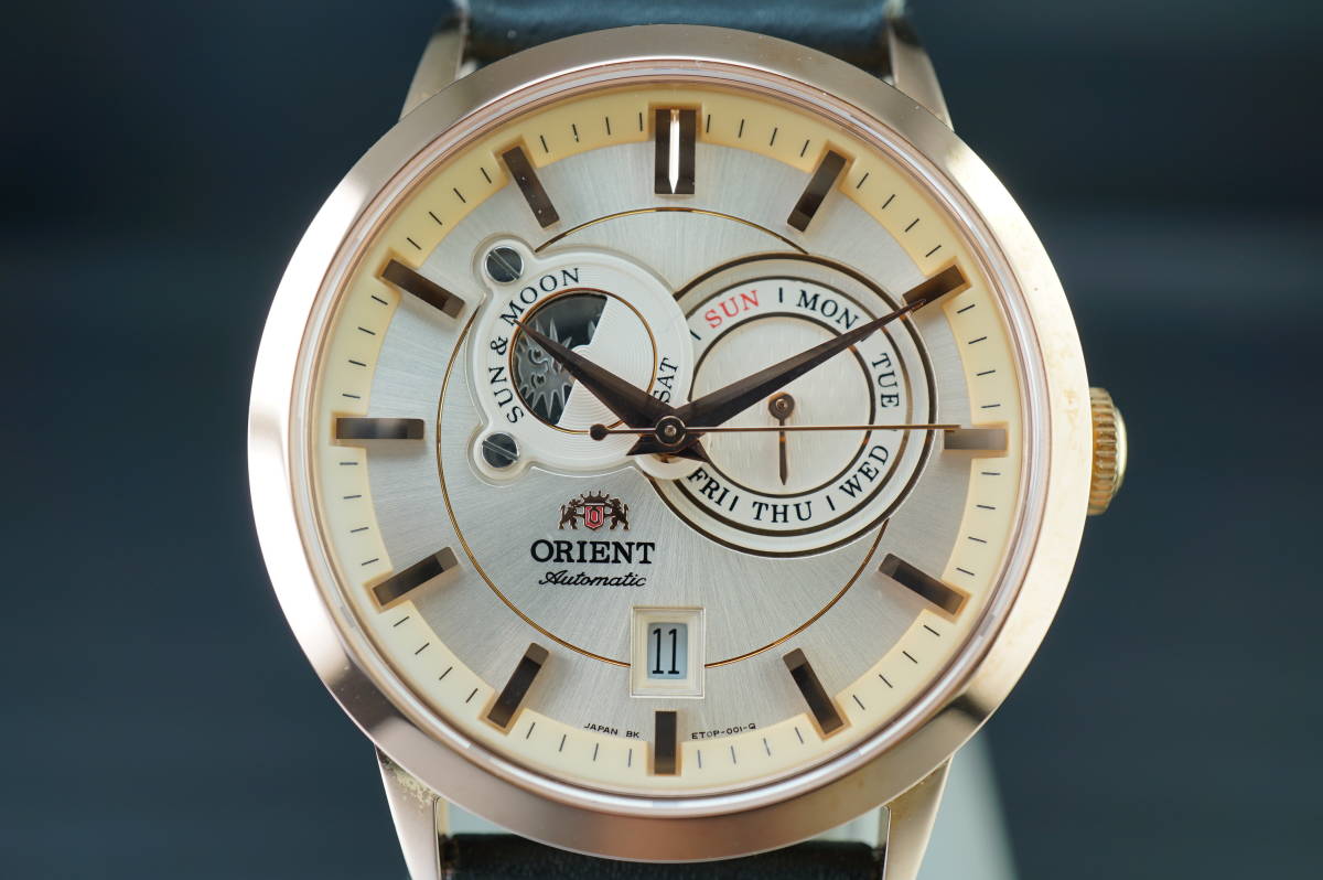 良品♪【B12/20-11 MF77】★ORIENT/オリエント サン＆ムーンフェイズ ET0P-D0-B 自動巻 メンズ 稼働品★_画像2