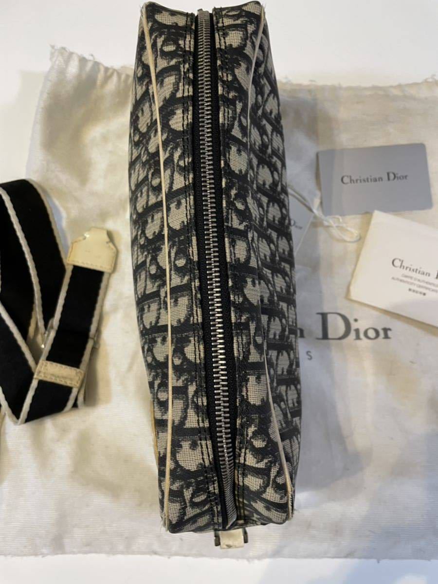 Christian Dior クリスチャンディオール トロッター PVC ショルダーバッグ ブラック系 中古品 保存袋 カード付き クロスショルダー CD金具_画像5