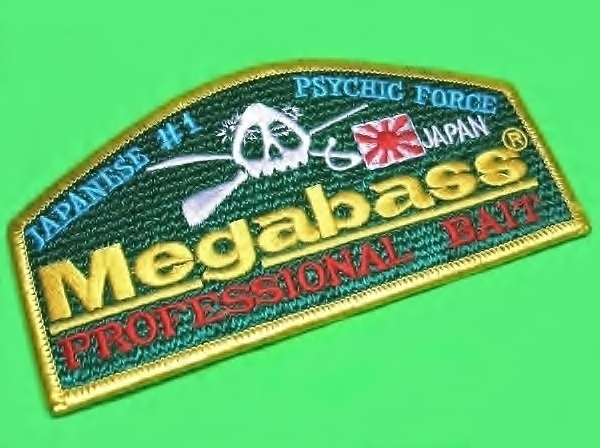 メガバス X 骸骨 緑 Megabass No1プロ ベイト ワッペン 132-69mm_画像1