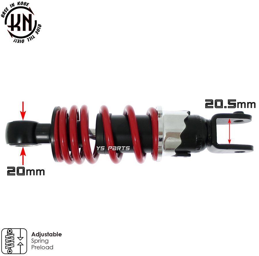 KNローダウンリヤサス/リアショック黒赤180mmディオ[AF18]クレアスクーピー[AF55]トゥデイ[AF61/AF67]4stディオ[AF62/AF68]ジョルノAF70_画像3