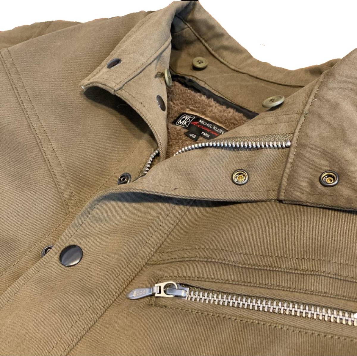 #MK HOMME Michel Klein Homme autumn winter micro boa liner #.. khaki size 48 L jacket 