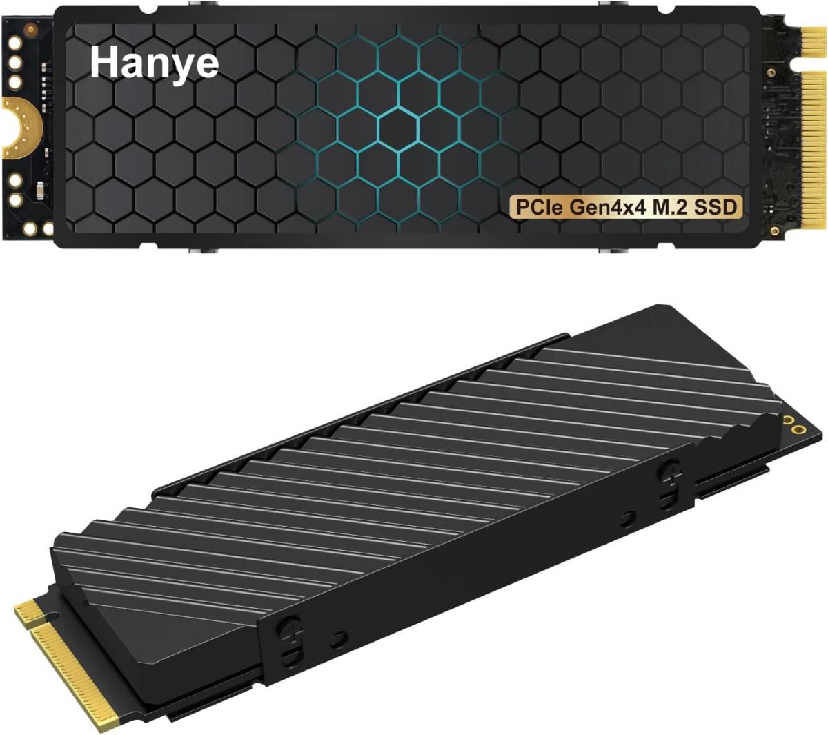 Hanye SSD 2TB PCIe Gen4x4 M.2 NVMe 2280 ヒートシンク搭載 PS5動作確認済み R:7450MB/s W:6700MB/s HE70 3D NAND TLC メーカー5年保証__画像1