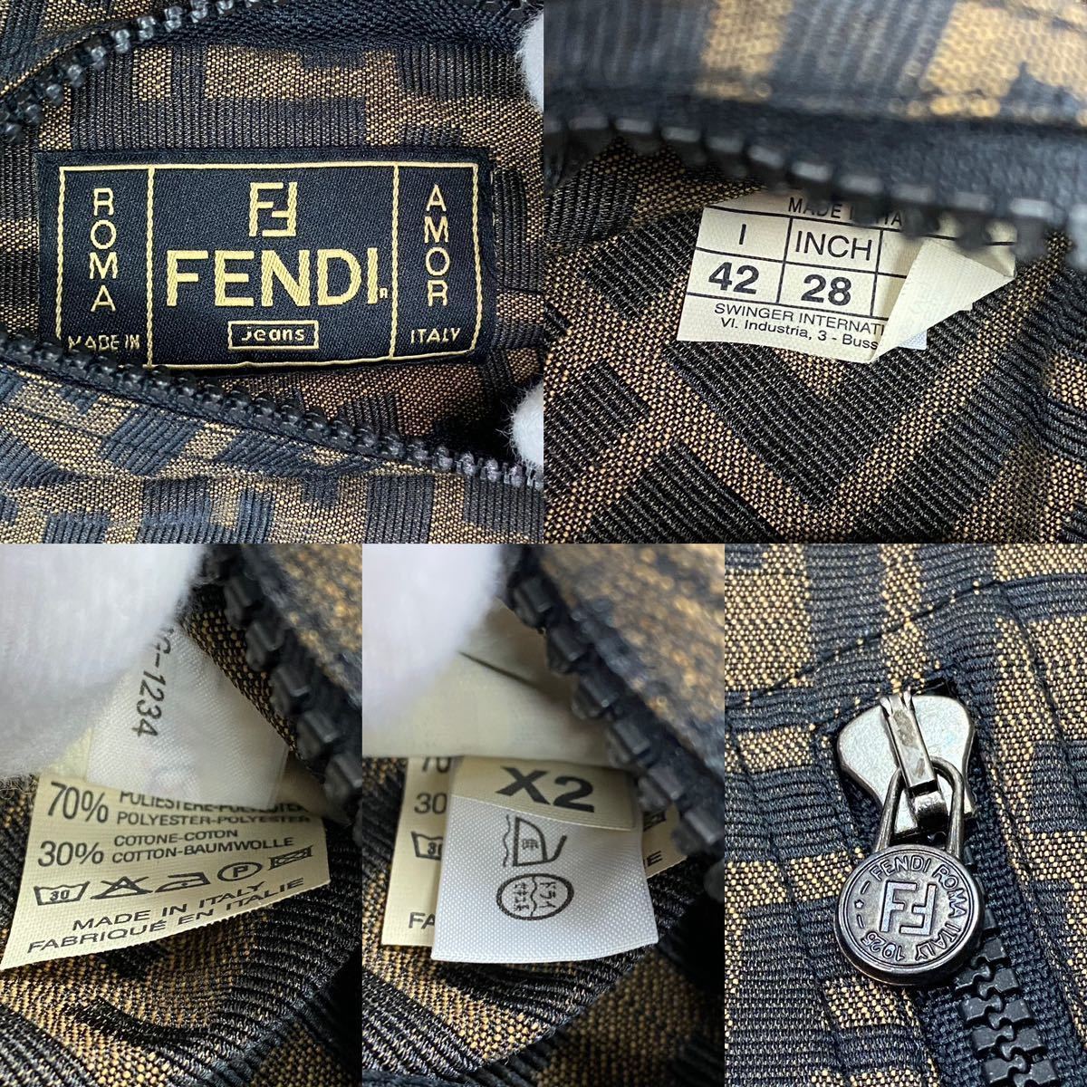 FENDI フェンディ ズッカ柄 リバーシブル ジャケット 42 XLサイズ 大きいサイズ ロゴ 高級感 ブラウン系 ブラック レディース_画像10