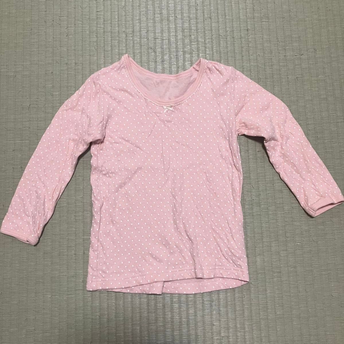 120 女の子　綿100％ あったか肌着　長袖 キッズ カットソー Tシャツ　インナー