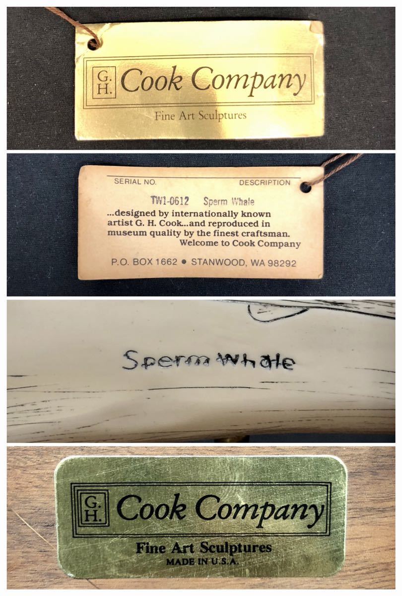 希少 レプリカ牙 彫刻 Sperm Whale G.H.Cook Company マッコウクジラ 海外アート 牙 歯 置物 レトロ_画像3