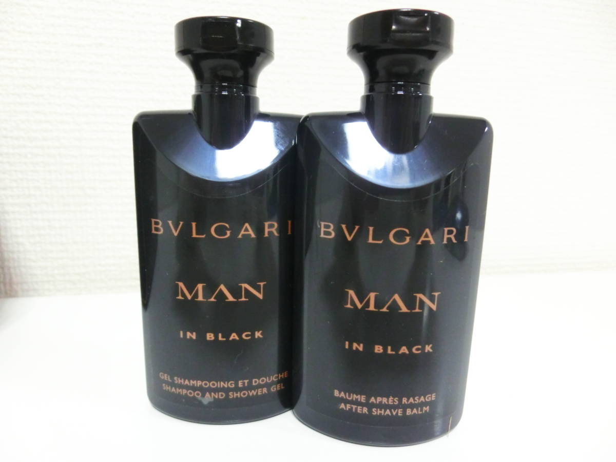 ★ BVLGARI ★ #11506 ブルガリ マン イン ブラック　アフターシェイプ バーム・シャンプー&シャワージェル 75ml ポーチ付き ほぼ未使用_画像2