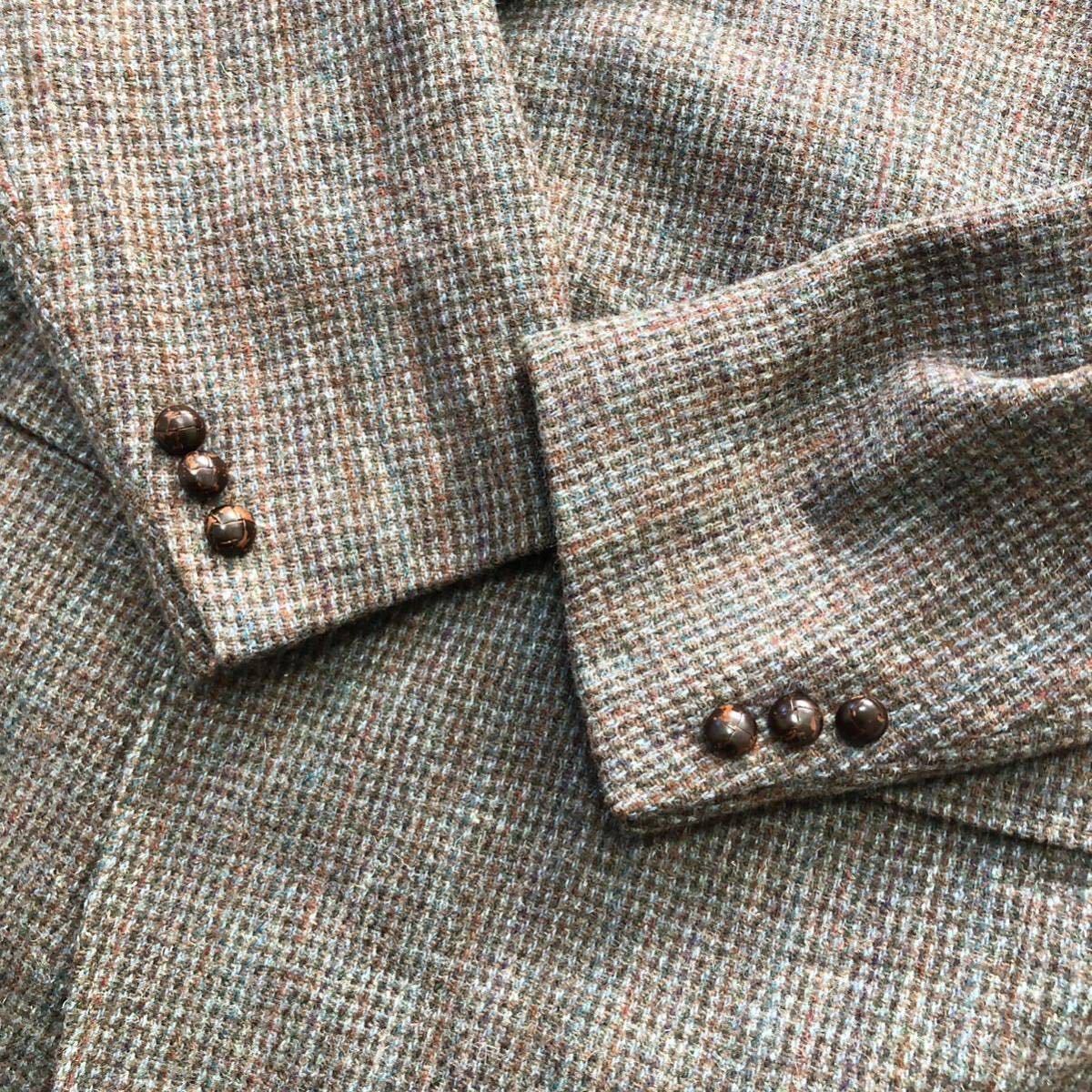 美品【3L相当】Harris Tweed ハリスツイード×クリケッター テーラードジャケット 胡桃 くるみボタン シングル 大きいサイズ XXL ブラウン_画像5