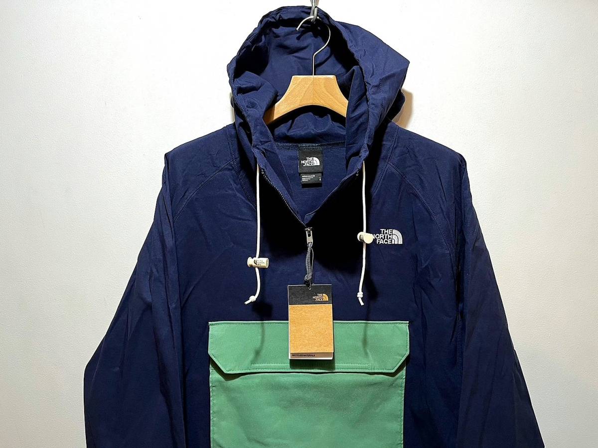 新品本物 USA限定 The North Face ノースフェイス US-M ストレッチ アノラック ナイロンジャケット NVYｘGRN_画像2