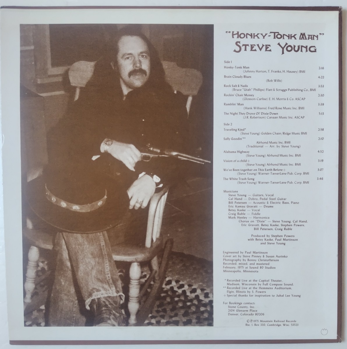 Steve Young Honky-Tonk Man//1975年米国盤Mountain Railroad Records MR52776_画像2