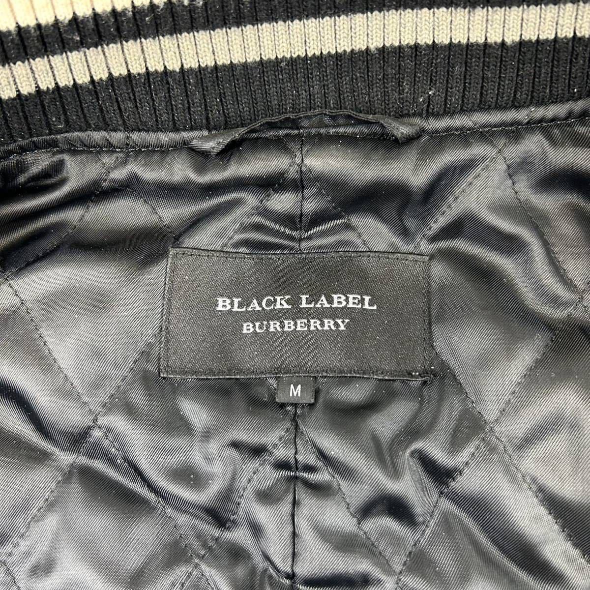 【美品 ビックロゴ ラムレザー切替L相当 】バーバリーブラックレーベル BURBERRY BLACK LAVEL キルティング 羊革 ジャケット ブルゾン 黒_画像7