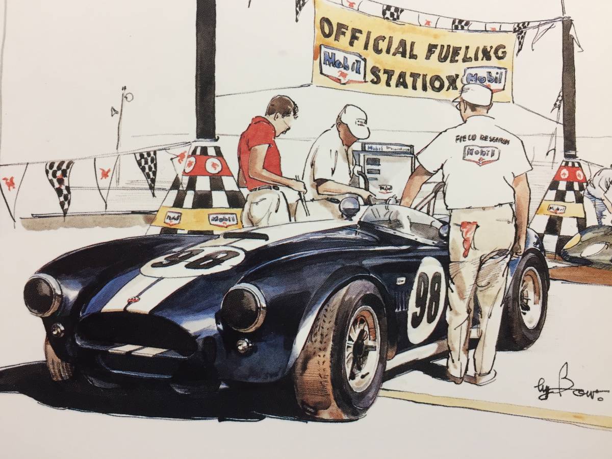 【正規品 絶版】Bowイラスト ポストカード シェルビー コブラ レーシング カーマガジン Shelby Cobra Racing 絵葉書 旧車_画像1