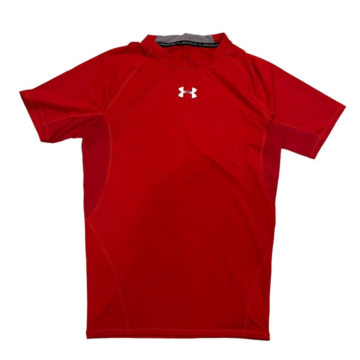 UNDER ARMOUR アンダーアーマー インナーシャツ 半袖 LGサイズ レッド 赤 メンズ スポーツウェア Ｙ_画像1
