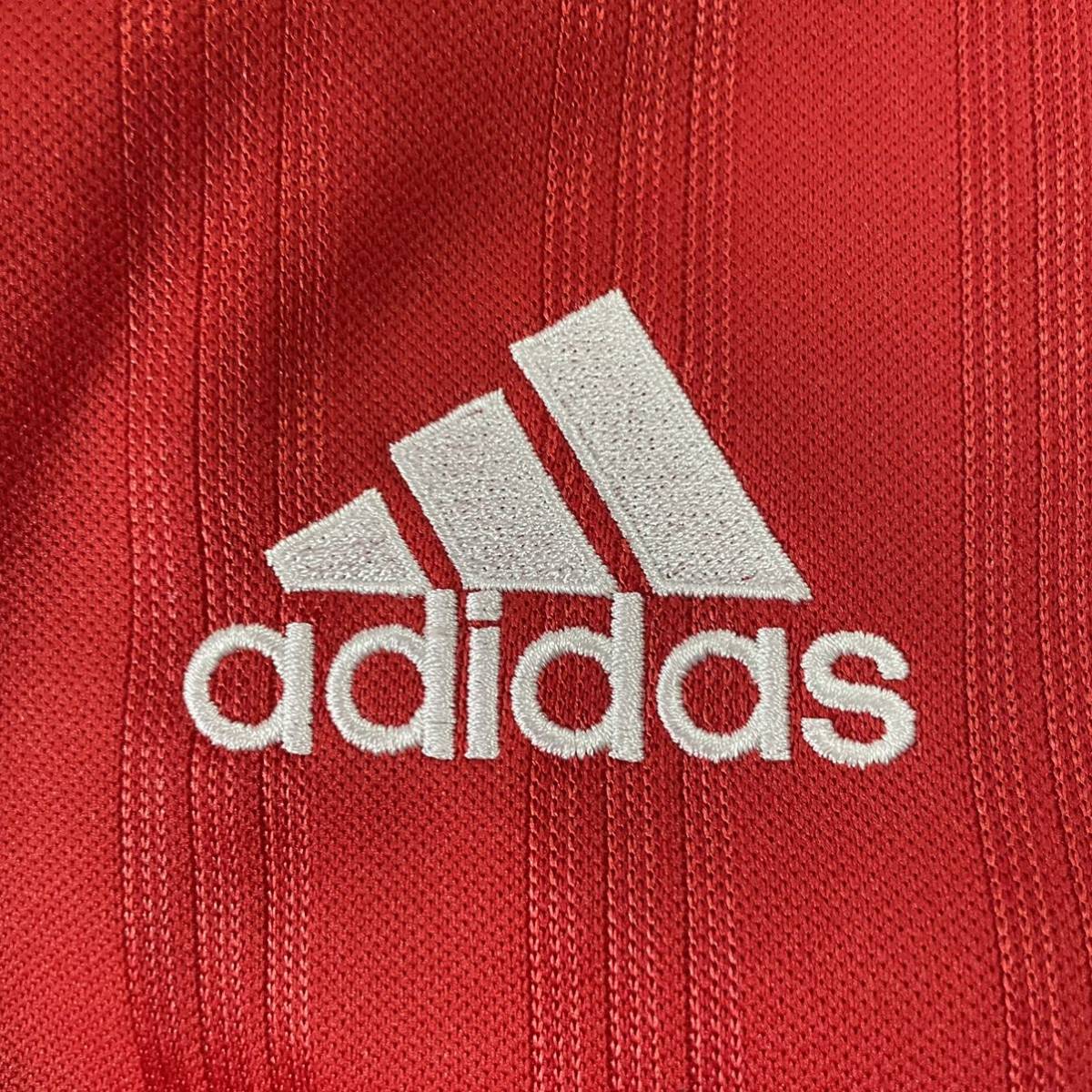 【超希少品】adidas アディダス　ジャージ　上下　セットアップ 3本ライン　パフォーマンスロゴ　ロゴ刺繍　背面デカロゴ　赤　L