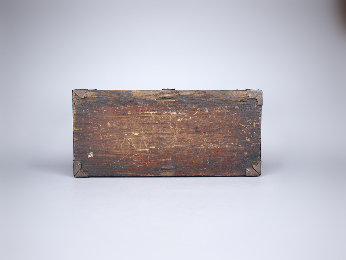 【美】MA674 江戸時代 とても古い 木製 鉄金具 文箱／時代のかけや錆あり！ｚ_画像5