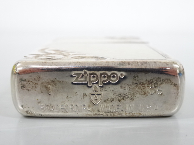 2006年製 ZIPPO ジッポ ARMOR アーマー シェル アラベスク 唐草 4面加工 シルバー 銀 オイル ライター 喫煙 USA _画像5