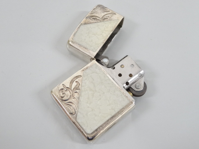 2006年製 ZIPPO ジッポ ARMOR アーマー シェル アラベスク 唐草 4面加工 シルバー 銀 オイル ライター 喫煙 USA _画像3