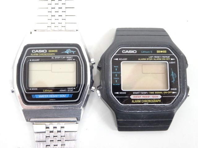 ジャンク 2点セット まとめて CASIO カシオ アラームクロノグラフ カジキ W-35 H110 クオーツ デジタル 腕時計_画像1