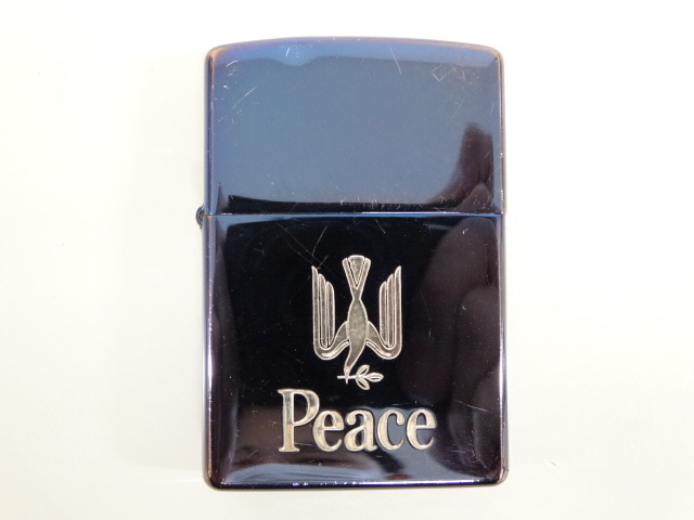 2000年製 ZIPPO ジッポ Peace ピース ブルーチタン加工 青