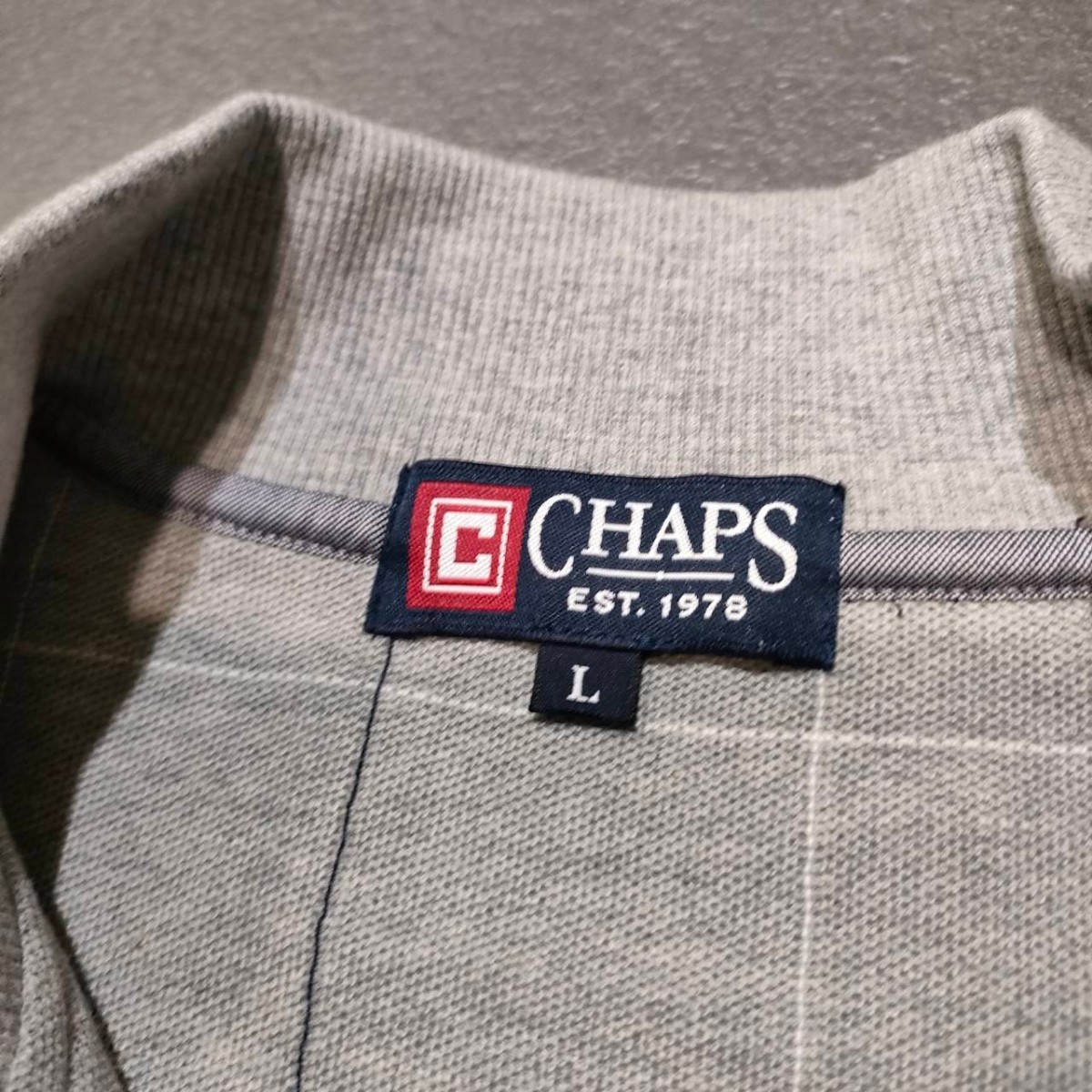 タグ付未使用 CHAPS チャップス　ラルフローレン　Ralph Lauren　ハーフジップ コットンニット　長袖 カットソー グレー チェック Lサイズ_画像6