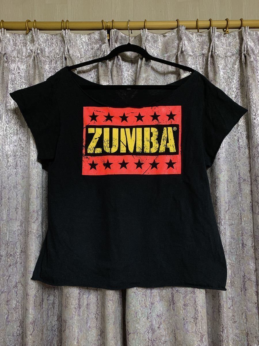 ZUMBA ズンバ 正規品 シャツ Tシャツ トップス リメイク ダンス エアロ フィットネス ブラック 黒 スタジオ ボクシング ジム スター 星_画像1