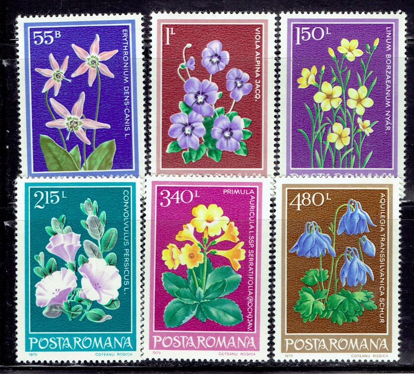 ルーマニア 1979年 保護花切手セット_画像1